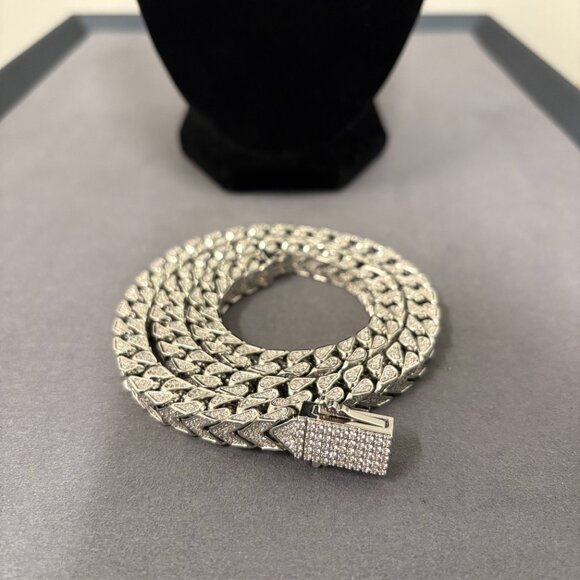 Iced Franco Link Chain 6mm - Silver - Picture 2 of 2